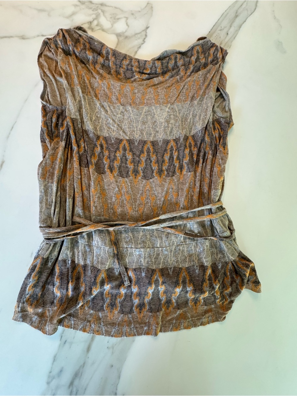 Women’s Printed Sleeveless Top in Brown and Gray